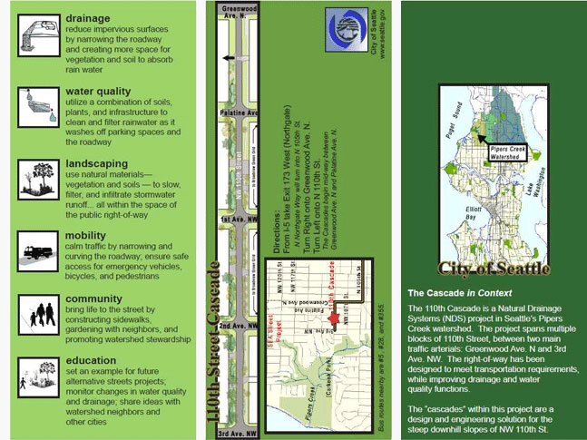 시애틀 시내 유출량관리를 위해 다양한 LID 기술요소를 적용하고 설치 및 운영을 통해 교육홍보의 공간으로 활용